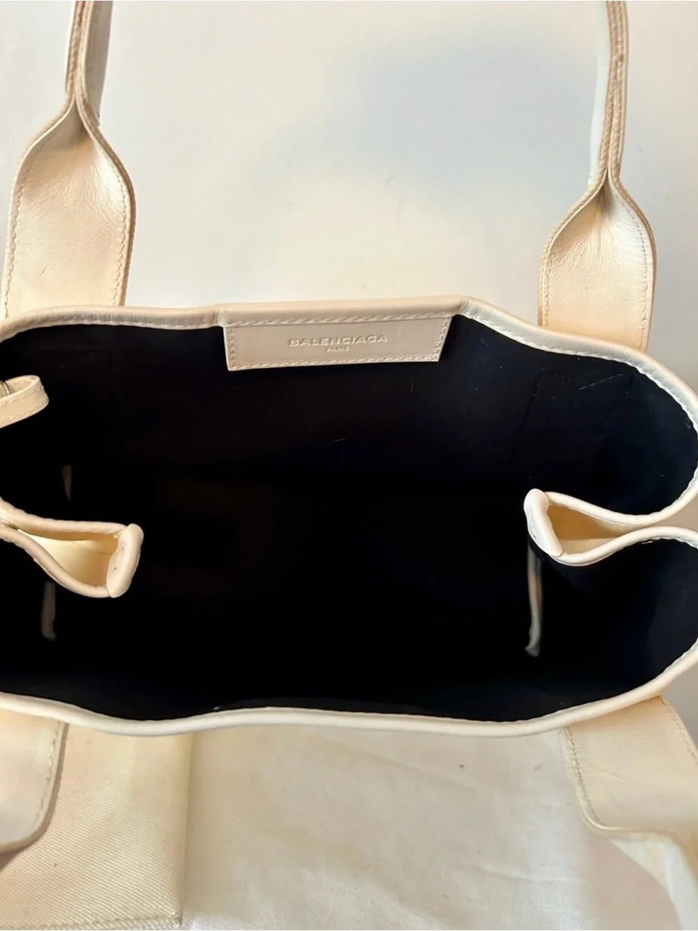Balenciaga Cream Canvas Tote with Black Logo